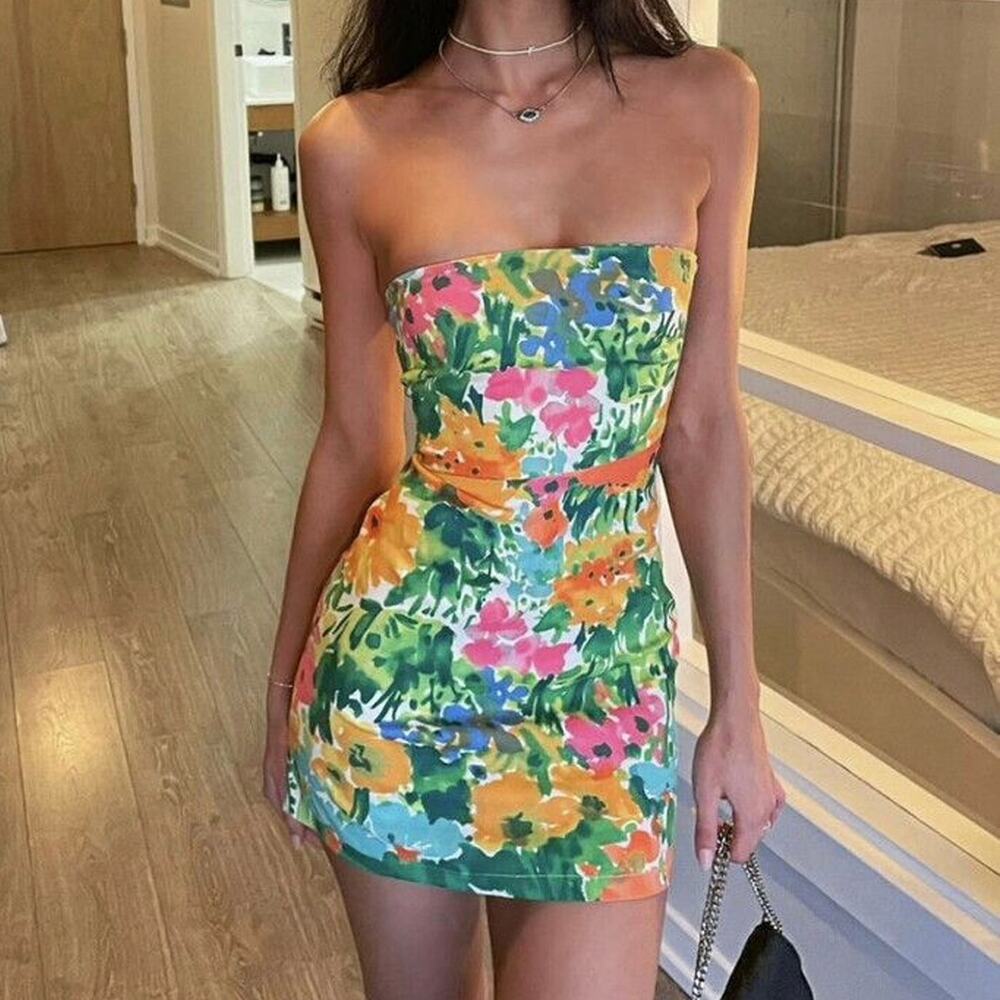 With Jean Lala Strapless Mini Dress in Floral Burst Size S